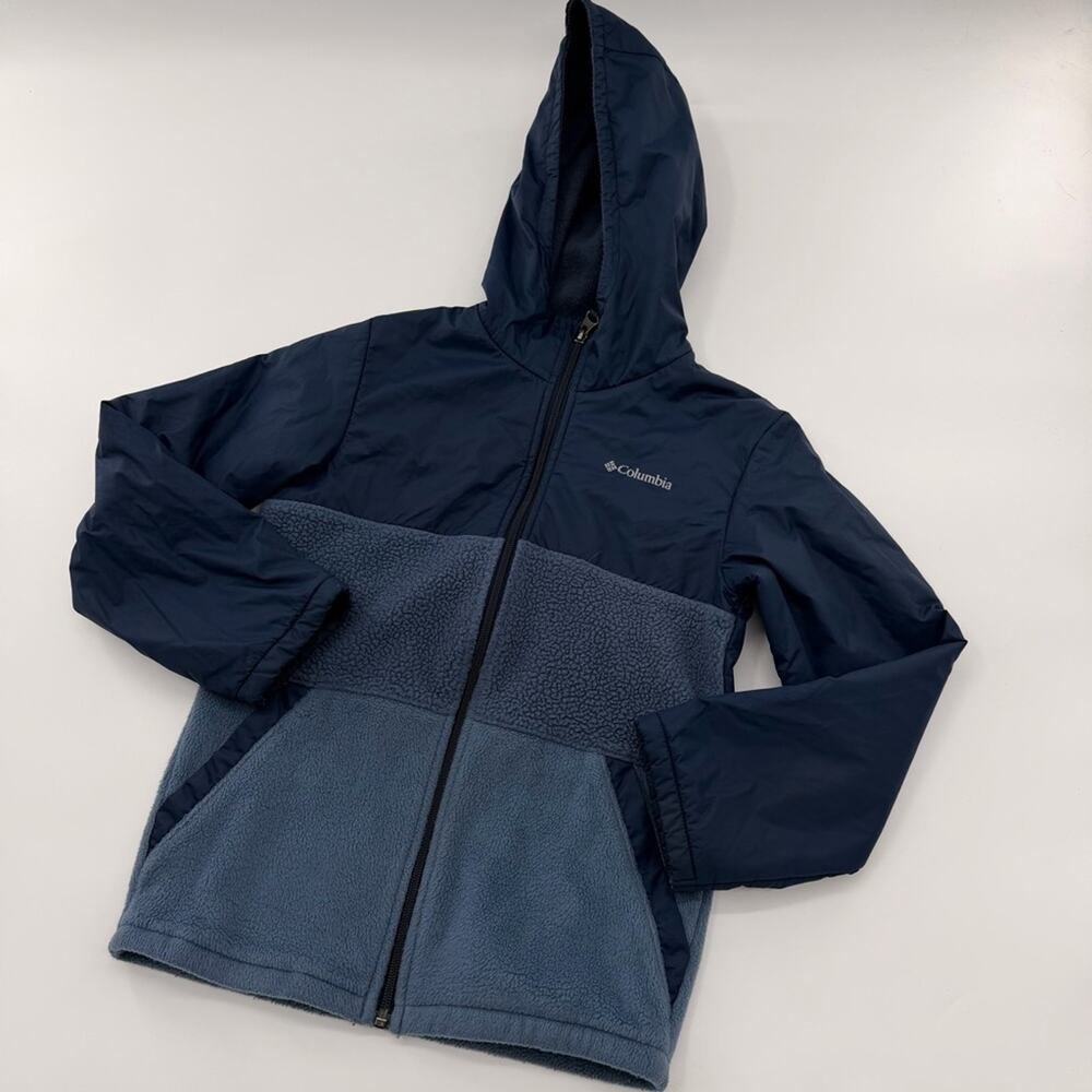 Columbia Boys Blue Winter Rain Coat Jacket Kids Sherpa Winter Warm